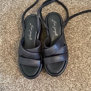 Free People Dark Leather Sandals